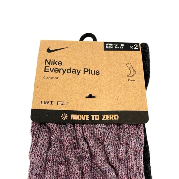 Men's Nike Everyday Plus 2-Pack Cushioned Crew Socks (8-12) Red Heather Gray - Picture 4 of 4